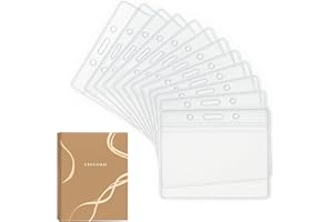 YISCOKO 12pcs Plastic Card Holder,Transparent Horizontal Waterproof id Badge Card Holder Name Badges id Card Holder-3.94"*3.35" (L*W)