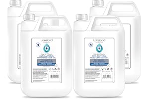 LAKELAND COSMETICS 70% Alcohol Hand Sanitiser Gel - 4x 5L Litres - Certified Surgical/Medical Grade - Made in the UK (Pack of 4)