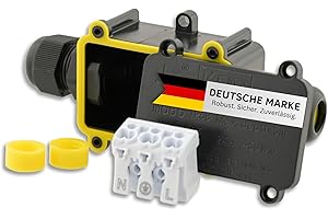 Waterproof junction box, IP68, 24A 450V AC, Openings Cable cross sections: M20 M25 Socket, 4 m Water Depth, TÜV Tested VDE & CE Socket Connection Box, Earth Cable Connection Box, Connection Socket, black