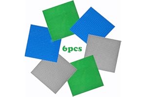 HUYIYI Kompatibel mit Bauplatte Lego Classic,Classic Bausteine Grundplatte,6 Platten-Set Bauplatte kompatibel mit Meisten Marken,25,5 x 25,5cm,Grüne Blaue Graue Grundplatte