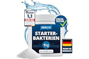 AGUALEVE® Bacterias de arranque 1 kg * NUEVO * | activa el filtro de estanque y elimina contaminantes | perfecto para estanques de peces | calidad de marca fabricado en Alemania | para 50.000 litros