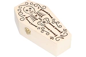 HERCHR Caja de ataúd de Halloween, 2 piezas Caja de anillo de ataúd de madera Caja de anillo de ataúd de madera sin terminar DIY para decoración de fiesta de Halloween(02)
