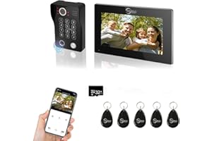 ANJIELO SMART Videoportero con Pantalla táctil de 7 Pulgadas con Sistema de interfono Integrado 1080P, desbloqueo de Huellas Dactilares, Tarjeta RFID y código Pin