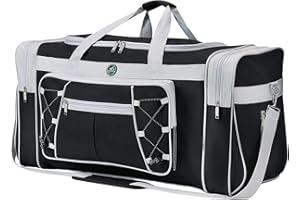 SPRING COUNTRY Sac de Voyage pour Homme, Week-End, Sac de Transport, léger, Extra Large, Oxford, Robuste, imperméable pour Homme et Femme, 66 cm (Bleu doré), Noir/Blanc, X-Large