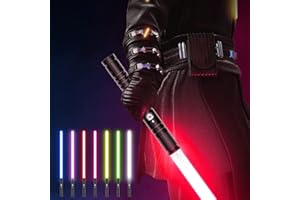 SMAUTOP Sable de luz, RGB 7 Colores 3 Modle Voices Sable de luz, Smooth Swing & Fight Sound Effects, Gift Party Favors & Kids Fancy Dress (77cm-Black)