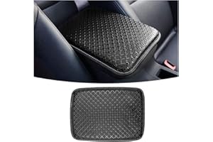 CGEAMDY Housse pour Accoudoir Voiture, Housse Console Centrale, Tapis de Console Centrale, Couverture Couvercle de Boîte D'accoudoir, Coussin de Protection en Cuir PU Imperméable(Noir)