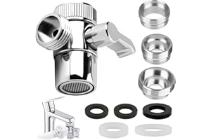 BUZUYIWAR 3 Way Shower Head Diverter Valve, Tap to Shower Adapter for Bath Taps Brass Splitter Faucet Chrome M22 X M24/M28 Adapter Mixer Bath Tap Hose Shower Arm Diverter for Bathroom Bathtub Kitchen Sink