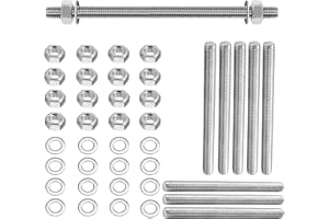 Fourindo Lot de 8 tiges filetées M8 × 100 mm en acier inoxydable 304, tige filetée M8, avec 16 écrous hexagonaux et rondelles