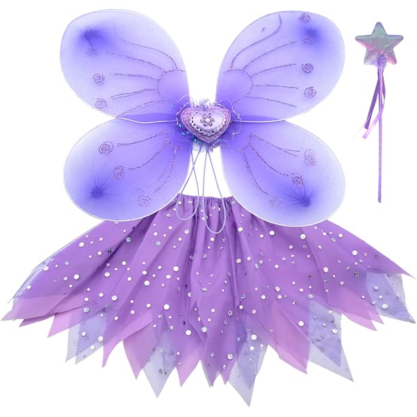Lot De 2 Ailes De Fée Pour Enfants Avec Baguette Et Bandeau - Déguisement Rose Ou Bleu/violet Pour Fête, Anniversaire, Halloween
