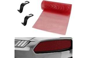 AZULLANSE Aluminium Mesh Grill, 100 x 33 cm, Painted Hole Racing Grille for Bumper, Waterproof Multifunctional Grill Grid Roll, 3 x 6 mm Diamond-Shaped Grille + 2 Car Seat Hooks (Red)