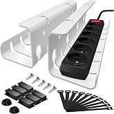 StowBin Cable Tray Desk 2 Units Metal White with Screws | Under Table Screw Mount, Organize Power Strips, Chargers &amp; PC Cable