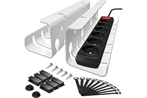 StowBin Kabelkanal Schreibtisch fürs Kabel Management - 2er Set Edelstahl Kabel Organizer Schreibtisch - Inkl. Zubehör - Kabelmanagement Schreibtisch - Weiß