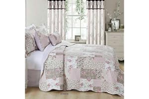 GENERIC Q Style Quilted Printed Patchwork Bedspreads, Soft Microfiber Lightweight Quilted Bedspreads Coverlet All Season Bedding Set (Zurich, Double)