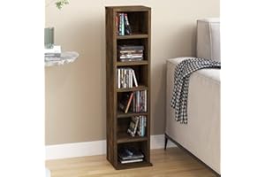 CIADAZ CD Cabinet Smoked Oak 21x20x88 cm Engineered Wood, Book Shelf, Cd Storage Units, Large Bookshelf, Cd Rack, Curio Cabinet, Shelving Units For Storage