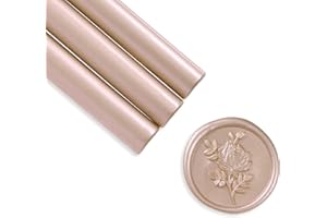 UNIQOOO Metallic Champagne Rose Glue Gun Sealing Wax Sticks for Wax Seal Stamp, Great for Wedding Invitations, Cards Envelopes, Snail Mails, Wine Packages, Gift Ideas, Pack of 8