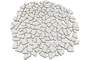 ANKTILY Carreaux de mosaïque en céramique irrégulière pour travaux manuels, petits morceaux de mosaïque de 0,5 x 2 cm pour la fabrication de mosaïque et la décoration murale (blanc)