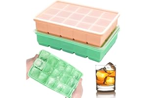 Theuwnee® Platynowo-silikonowa taca na kostki lodu, 2 szt., silikonowe tace na kostki lodu z pokrywką, bezzapachowe, można układać w stosy i myć w zmywarce, do piwa, whisky, koktajli i przekąsek dla