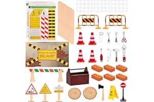 JABNOW Wichtel Zubehör Baustelle, 51 Stück Wichteltür Zubehör Weihnachten Set DIY Mini Wichtelbaustelle Miniatur Wichtel Zubehör Deko für Weihnachten DIY Geschenk für Kinder