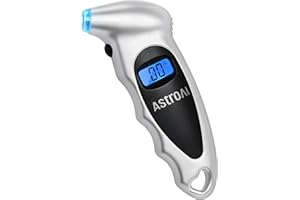 ‎ASTROAI AstroAI Reifendruck Prüfer Digitaler Luftdruckprüfer 0-150PSI mit Hintergrundbeleucht LCD-Display, Kalibriert auf ANSI B40.7 Grad 2A mit Ventil-Adapter für Auto Fahrrad LKW, Silber