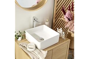 MOB-IN Vasque carrée à poser en céramique blanche 36 cm COMA