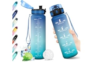 KOLLYKOLLA Borraccia 500ml, Bottiglia Riutilizzabile, Borraccia con Filtro e Marcatori Temporali, senza BPA, Bottiglia Acqua A Prova di Perdite, Borraccia Motivazionale per Bambini, Scuola, Ufficio, Yoga