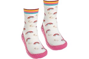 WB SOCKS Rainbows Girls Moccasins - Non Slip shoe socks