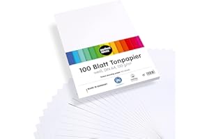 perfect ideaz 100 feuilles de Cartonette A4, Papier à dessin blanc, teinté dans la masse, blanche, grammage 130 g/m², Feuilles de bricolage d'excellente qualité
