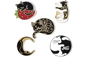 Fsmiling Enamel Lapel Pins Set,Cute Black Cat Enamel Pins for Backpacks,Alloy Cat Enamel Brooch Pins for Jackets Hats Decoration