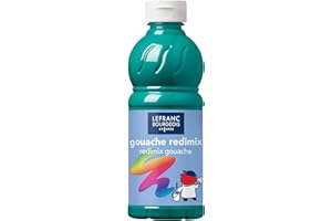 Lefranc Bourgeois 188282 flüssige Tempera Redimix Farbe, leuchtende Gouachefarbe auf Wasserbasis, hohe Deckkraft, hervorragenden Maleigenschaften, gebrauchsfertig, 500ml Flasche - Smaragdgrün