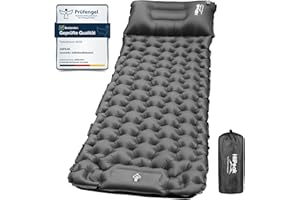 HiiPeak Matelas Camping Portable - Matelas Gonflable 1 Place avec Oreiller & Pompe à Pied Tapis de Couchage Matelas Randonnée Bleu Ultraléger pour Camping, Voyage, Randonnée (Gris)