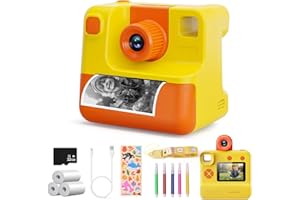 DIAMOOKY Camara Fotos Infantil instantanea, 2.4" HD 1080P Cámara Instantánea para Niños,Camara Instanea Infantil con Tarjeta SD de 32GB,Papel de Impresión y Bolígrafos de Colores, Regalos Juguete