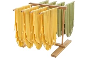 TEL CHARME * Estante de secado de pasta de madera, soporte para secadora de fideos con 8 barras, estante de enfriamiento de pasta, secadora de pasta para el hogar para pasta fresca, fideos y espaguetis