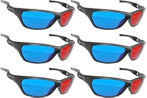 GANZOO Okulary 3D z technologią anaglifów do filmów lub gier na PC, zestaw 6 sztuk, szkła czerwone/cyjan