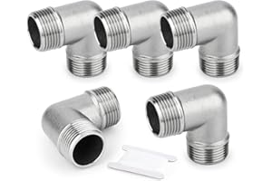 ERGAOBOY 2 Pcs Acier inoxydable 304 90-Degree Male Elbow Pipe Fitting 1/2" BSP Male Pipe Fitting, Frizione a croce a 4 vie