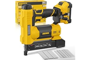 Alloyman MAX Agrafeuse Cloueuse electrique sans fil 20V, Cloueur électrique 2 en 1 18GA, avec 1000 clous et 500 agrafes inclus, pour bricolage et travaux du bois
