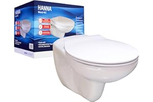 sanicomfort Wand-WC Set Hanna – Spülrandloses WC mit Absenkautomatik & Schallschutz | Hänge WC mit waagerechtem Abgang | Hygienisch & leise | Weiß