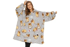 THREE POODLE Decken Hoodie, Oversize Hoodie Decken Pullover Kuschelpullover für Damen Herren Kinder, Warm und Weiches Futter, Übergroßer Hoodie Sherpa-Decke, Verschiedene Muster Verfügbar