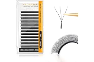 NAGARAKU Podwójna Warstwa 3D WW Przedłużanie RzęsKlastrowe Długie łodygi Matowe 12 Rzędów Wentylatory Objętościowe Przedłużanie Rzęs Przedłużanie Czarna Koniczyna Sztuczne Rzęsy(0,07mm C Curl 8mm)