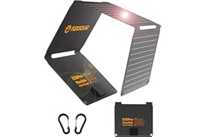 FlexSolar 30 W Solarpanel, faltbar, tragbar, Solar-Ladegerät, QC3.0, 18 W, USB-A, USB-C-Ausgang, IP67, wasserdicht, schnelles Aufladen für Handys, Tablet, Powerbank, Kamera, Taschenlampe, Camping,