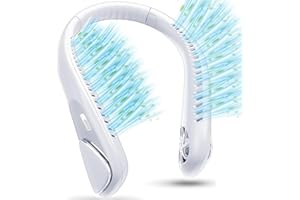 Jialexin Bladeless Personal Neck Fan, 6000mAh Usb Rechargeable Neck Fan,Portable Hands Free Neck Fan,Leafless, Headphone Design,Three-Speeds Change For Sports, Outdoor,Women&Men-White