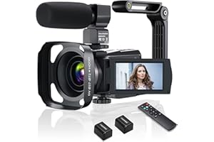 ROSDECA Videocamera 4K WiFi, Camcorder UHD 48MP 60FPS per Registrare Video Streaming, IR Visione Notturna, 3.0" IPS Touch Screen, 16X Zoom, con Microfono, Stabilizzatore, Paraluce, Telecomando, Caricabatterie