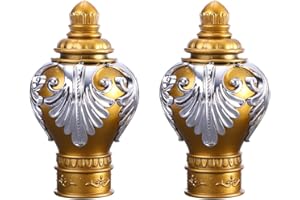 VOSAREA 2pcs Curtain Rod End Flower Pattern Drapery Pole Head Curtain Pole Finials Decoration Curtain Rod Head for Bathroom Living Room 28mm (Gold)