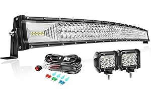 PICAA Incurvé 105cm 42 Pouces 540W Barre LED 4x4+2x 4 36W Phare de Travail Led+Câblage Kit, Trois Rangées 6000K Blanc Voiture Camion Offroad Barre Lumineuse Led 12V 24V