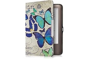 kwmobile Etui z klapką kompatybilne z Tolino Shine (2013) - eReader Case - motyle vintage niebieskie miętowo-zielone beżowe