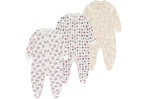 Chamie Baby grows Sleepsuits Rompers Long Sleeve Boys Girls Cotton 0-3m/3-6m/6-9m/9-12m