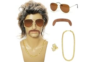 CHRI 80er Jahre Outfit Herren Perücken 5er Set, 70er 80er Kostüm Herren Vokuhila Perücke 80er Jahre Accessoires