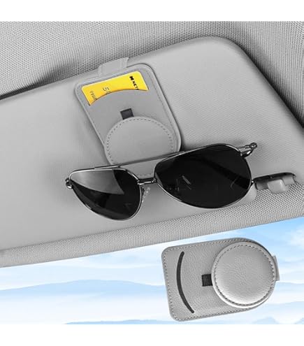 Portaocchiali Auto In Pelle PU - Organizzatore Per Visiera Parasole, Con Scomparti Per Carte E Penne - Foto 2