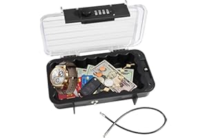 Tragbarer Tresor mit Zahelncode, Wasserdichte Mini Tresor Zahlenschloss Reise-Safe-Box mit Anti-Diebstahl-Drahtseil und transparentem Deckel für Strand, Camping, Fitnessstudio, Büro, Hotel