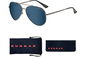 Gunnar Gafas para Videojuegos y Ordenador |Maverick, Color de Montura: Gunmetal, Tente de Lentes: Ámbar (Bloques 65% de Luz Azul y 100% de UV)|con filtro de Luz Azul | Lente Patentada