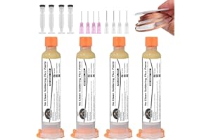 WAN2TLK No Clean Flussante per Saldatura 10ml * 4, con Asta di Spinta e Ago, Flussante Saldatura Paste per saldatura, per Saldatura di Componenti Elettronici PCB SMD BGA